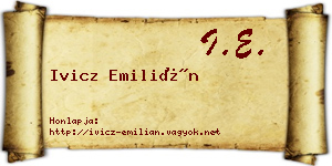 Ivicz Emilián névjegykártya